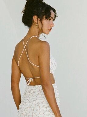 Sabo Skirt Zani White Floral Backless Strappy Dress